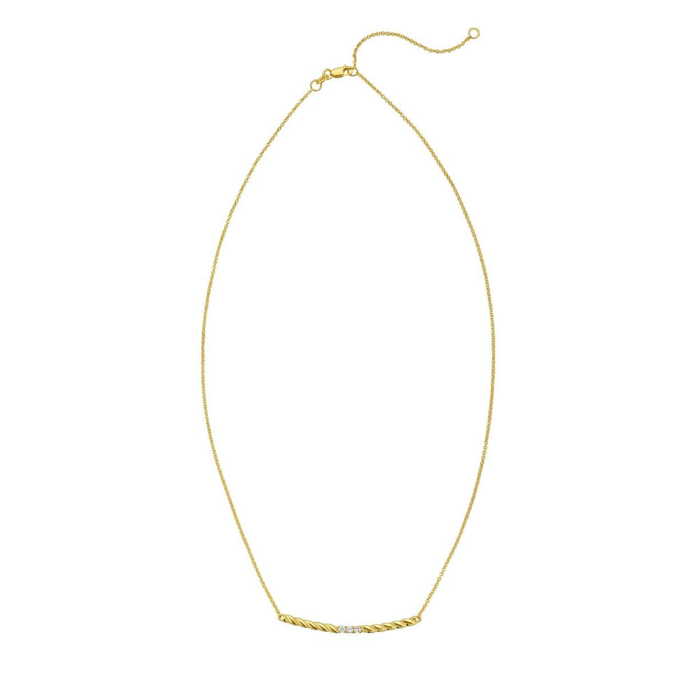 14K Diamond Twisted Bar Necklace, view 2