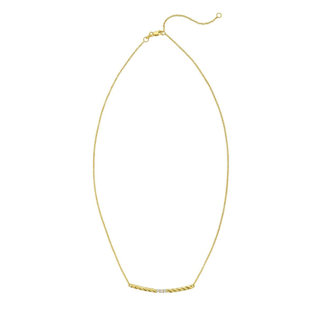 14K Diamond Twisted Bar Necklace, view 2