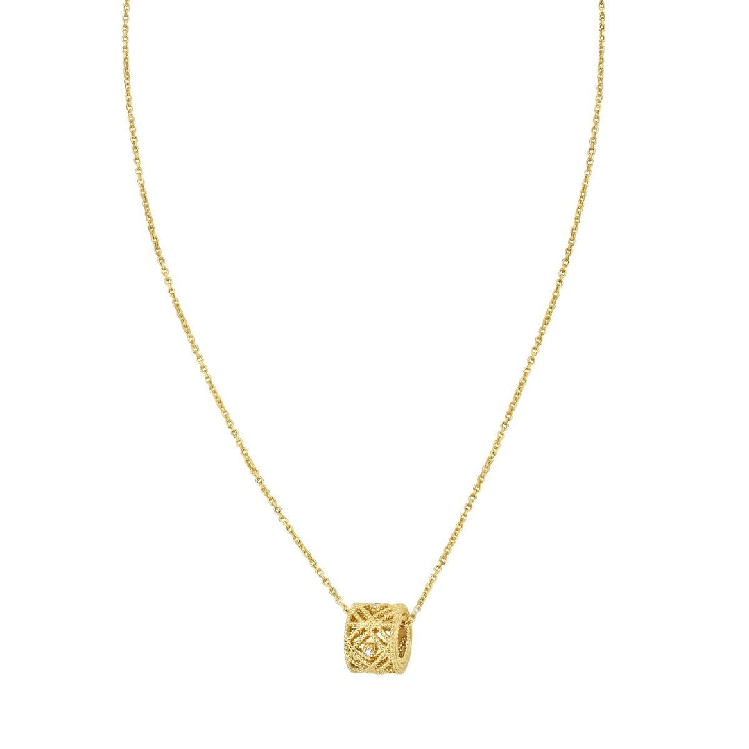 14K Diamond Vannèrie Barrel Necklace, front view
