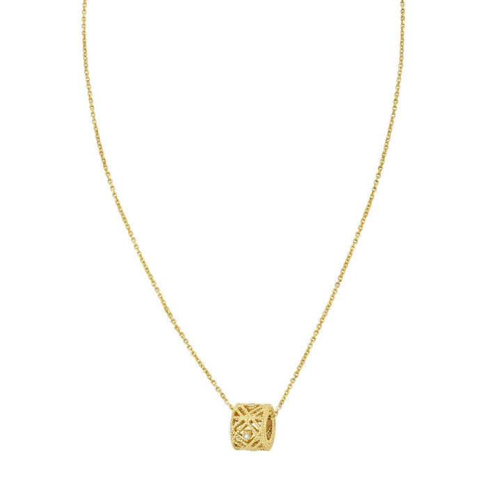 14K Diamond Vannèrie Barrel Necklace, front view