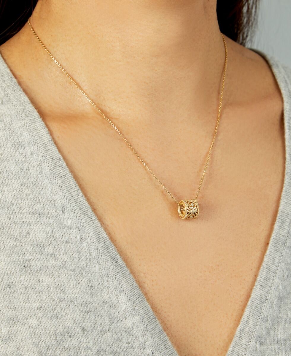 14K Diamond Vannèrie Barrel Necklace, view 2