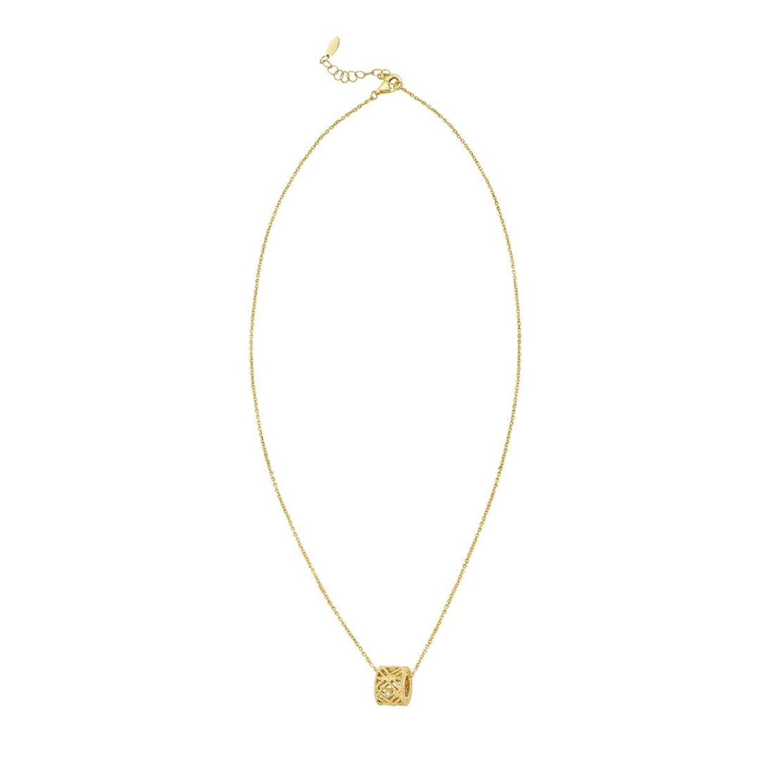 14K Diamond Vannèrie Barrel Necklace, view 3