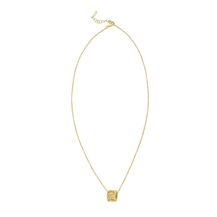 14K Diamond Vannèrie Barrel Necklace, view 3