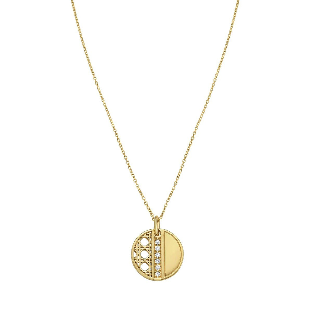 14K Diamond Vannèrie Coin Pendant, front view