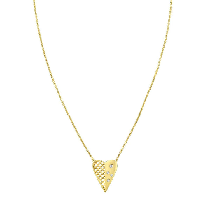 14K Diamond Vannèrie Heart Necklace, front view