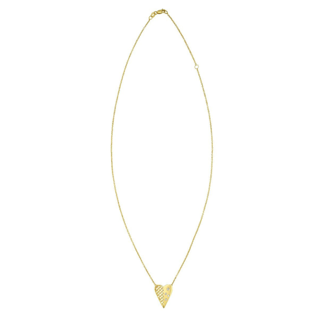 14K Diamond Vannèrie Heart Necklace, view 2