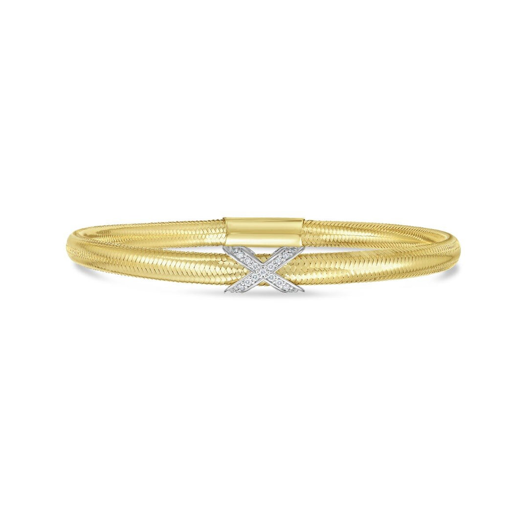 14K Diamond X Stretch Mesh Bracelet, front view