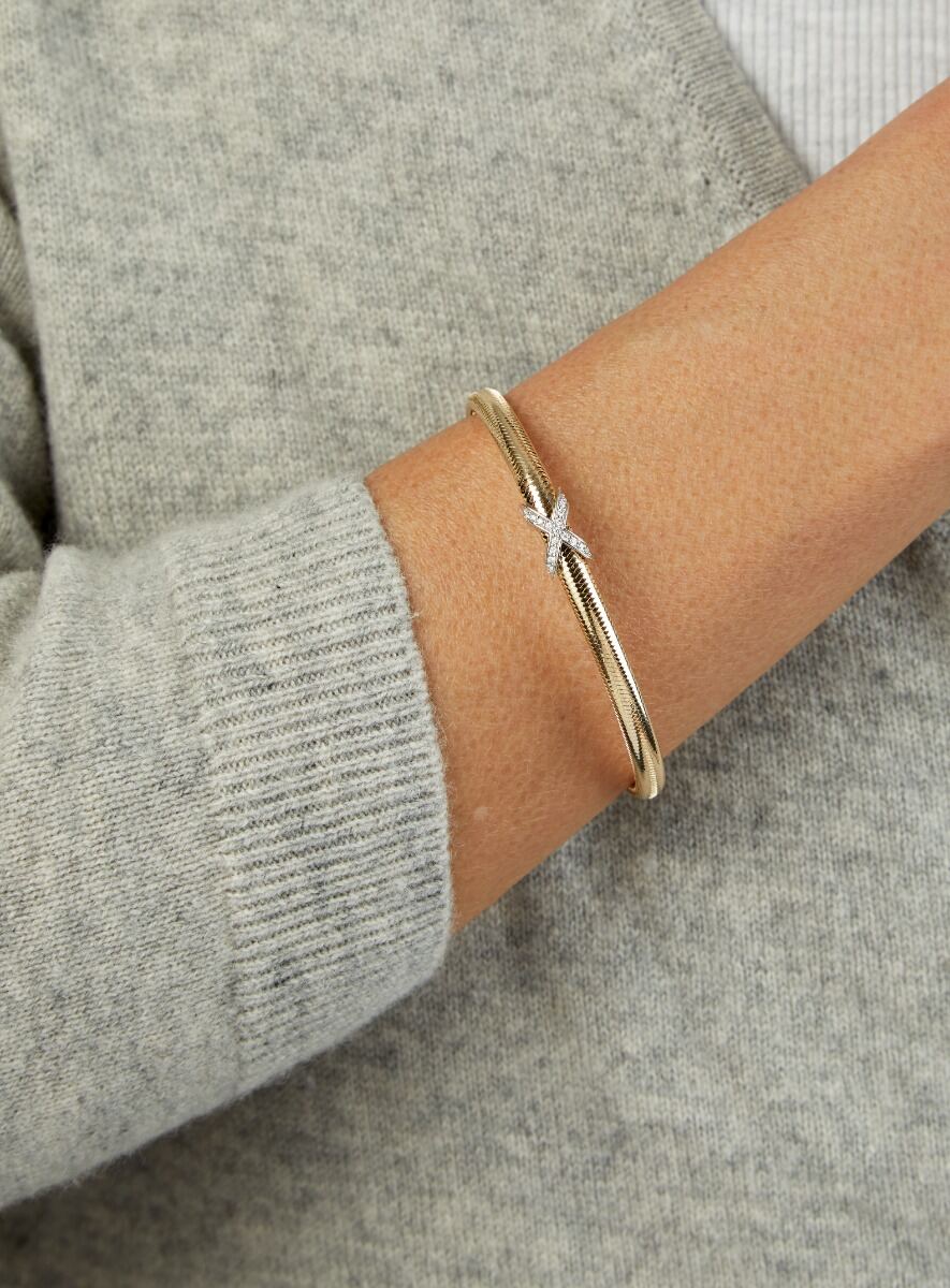 14K Diamond X Stretch Mesh Bracelet, view 2