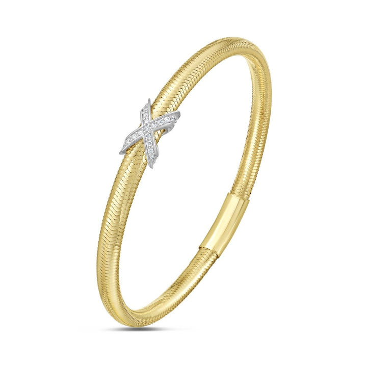 14K Diamond X Stretch Mesh Bracelet, view 3