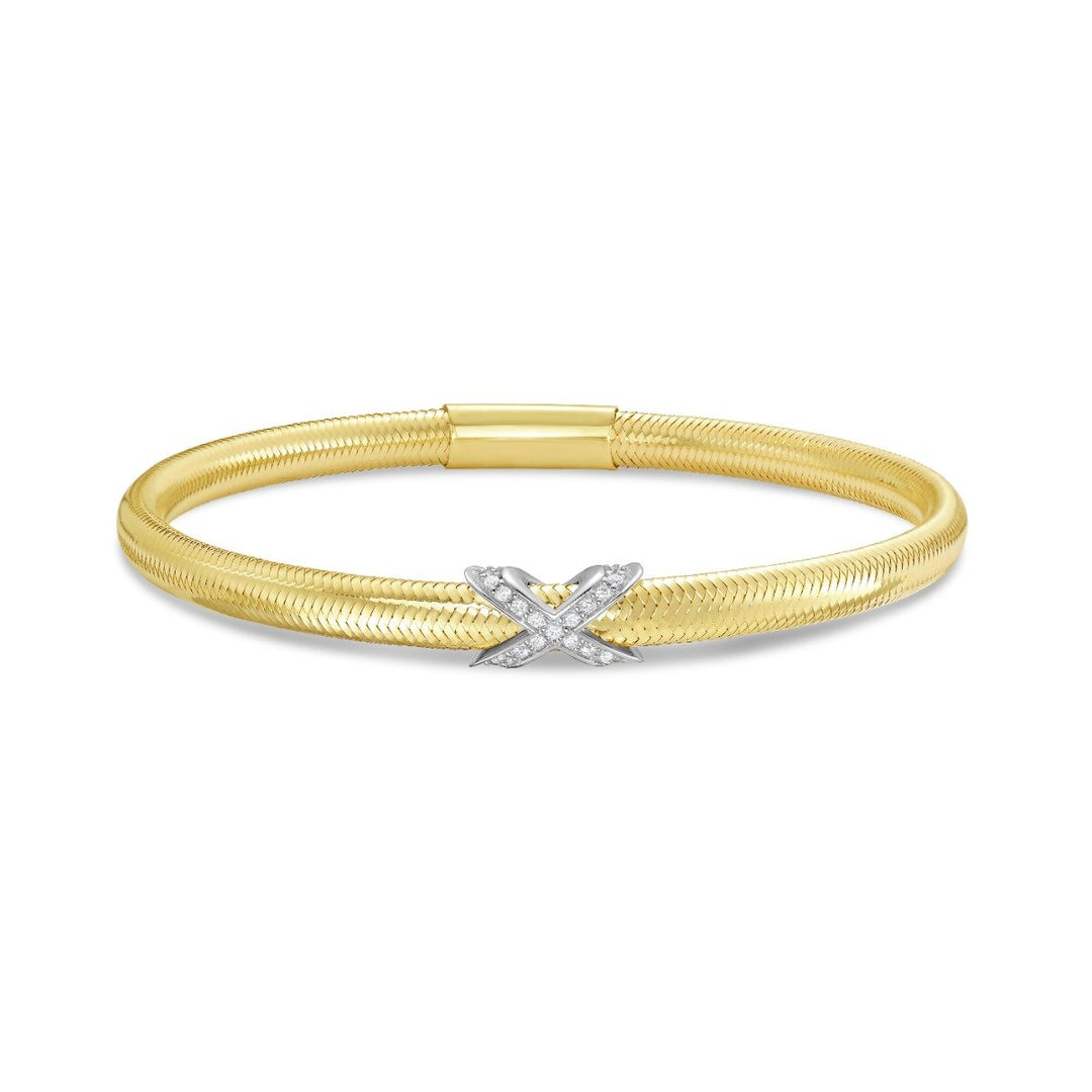 14K Diamond X Stretch Mesh Bracelet, view 4