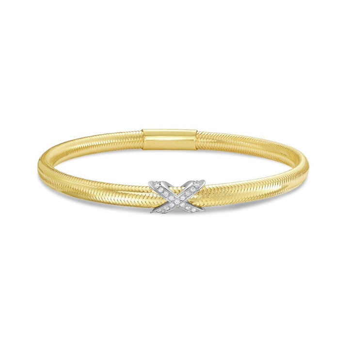 14K Diamond X Stretch Mesh Bracelet, view 4