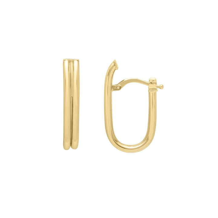 14K Double Oval Tube Hoops, front view