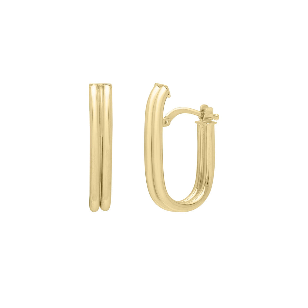14K Double Oval Tube Hoops, view 2