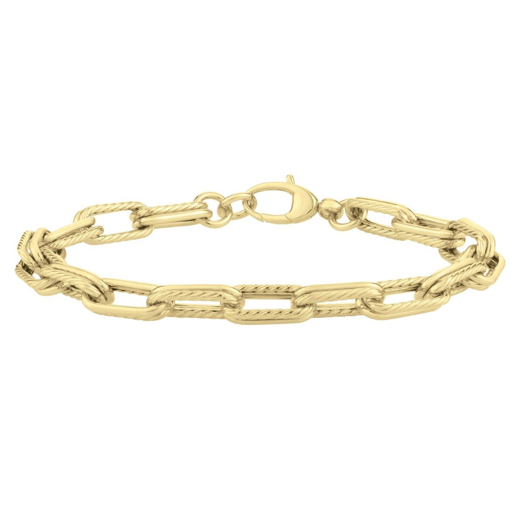 14K Double Paperclip Bracelet, front view