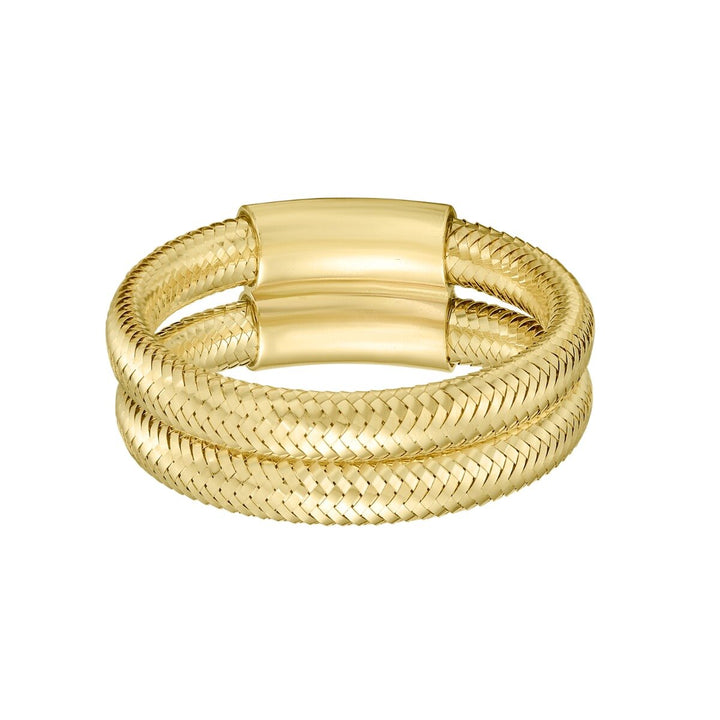 14K Double Row Stretch Mesh Ring, front view