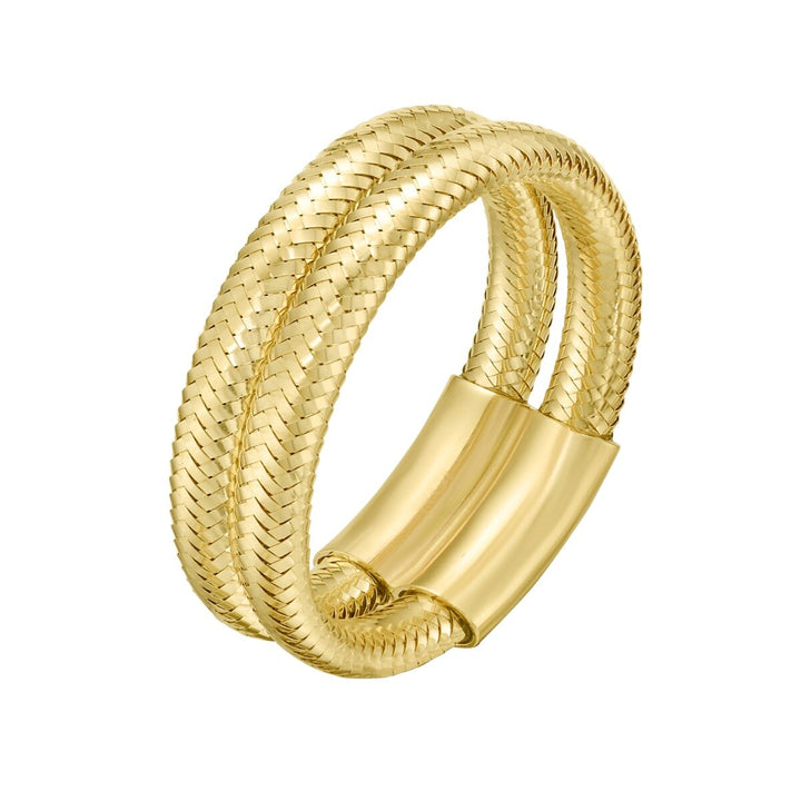 14K Double Row Stretch Mesh Ring, view 2