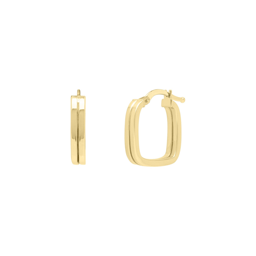 14K Double Square Tube Hoops, view 3