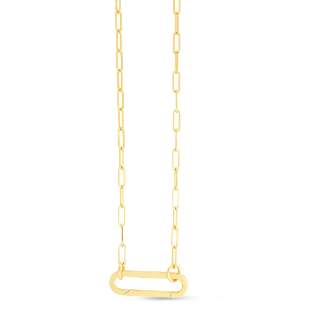 14K Elongated Link Push-lock Necklace, view 2