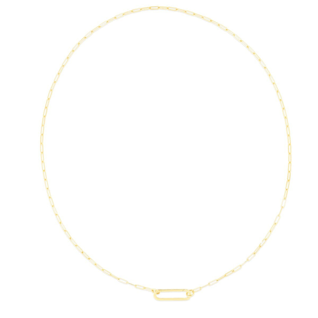 14K Elongated Link Push-lock Necklace, view 3
