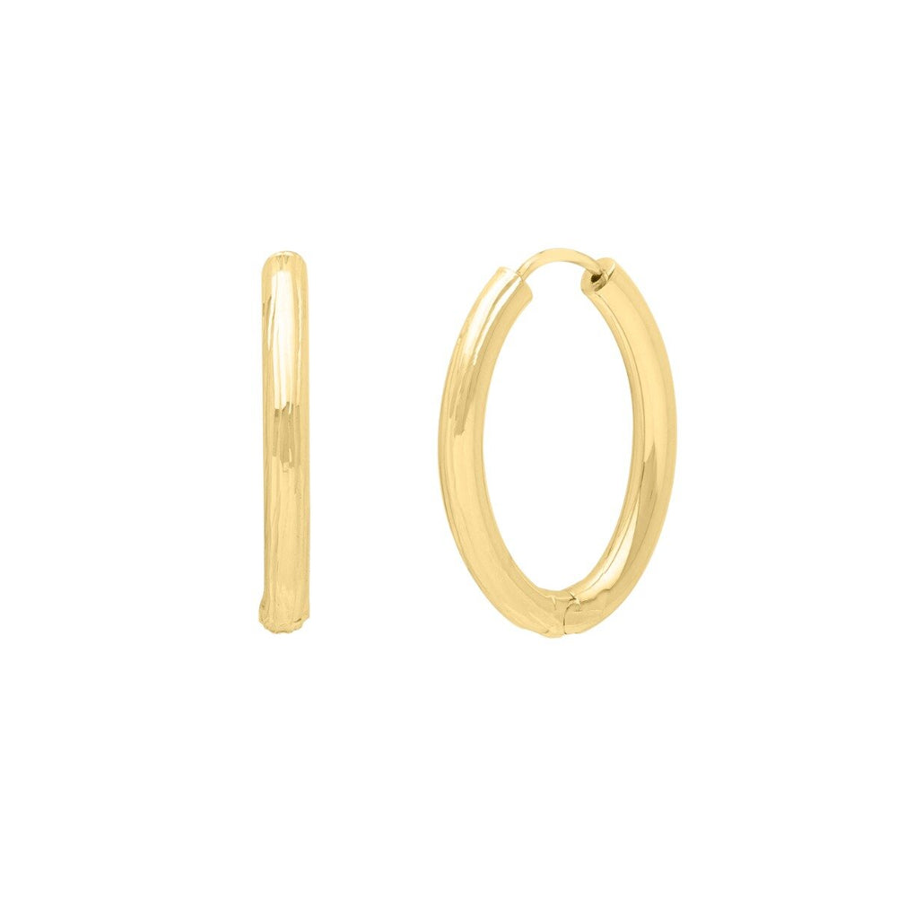 14K Endless Engraved Oval Hoops, view 2
