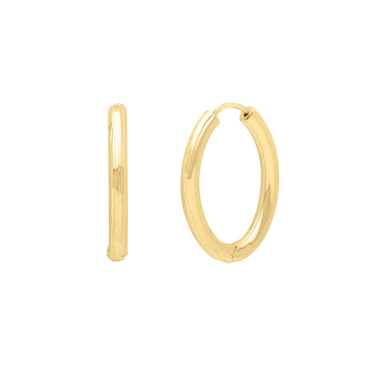 14K Endless Engraved Oval Hoops, view 2