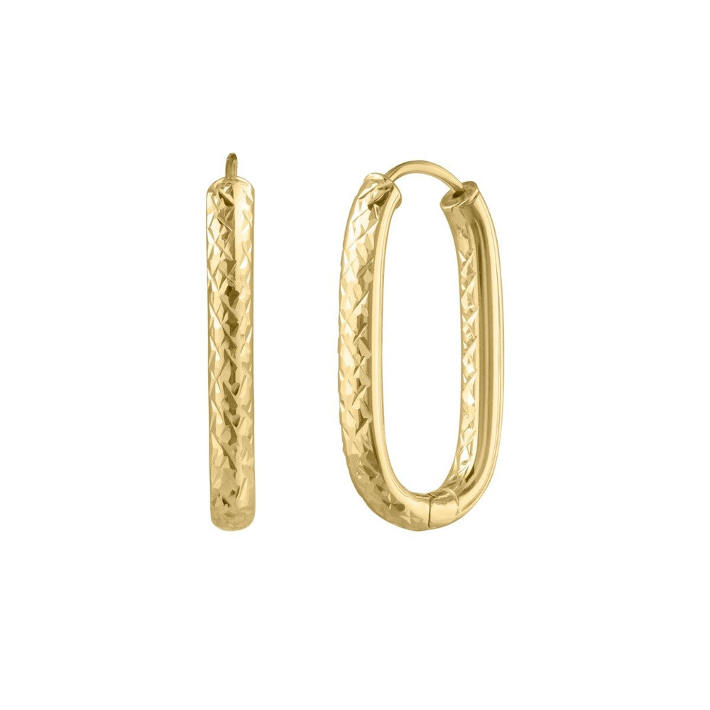 14K Endless Engraved Paperclip Hoops, view 2