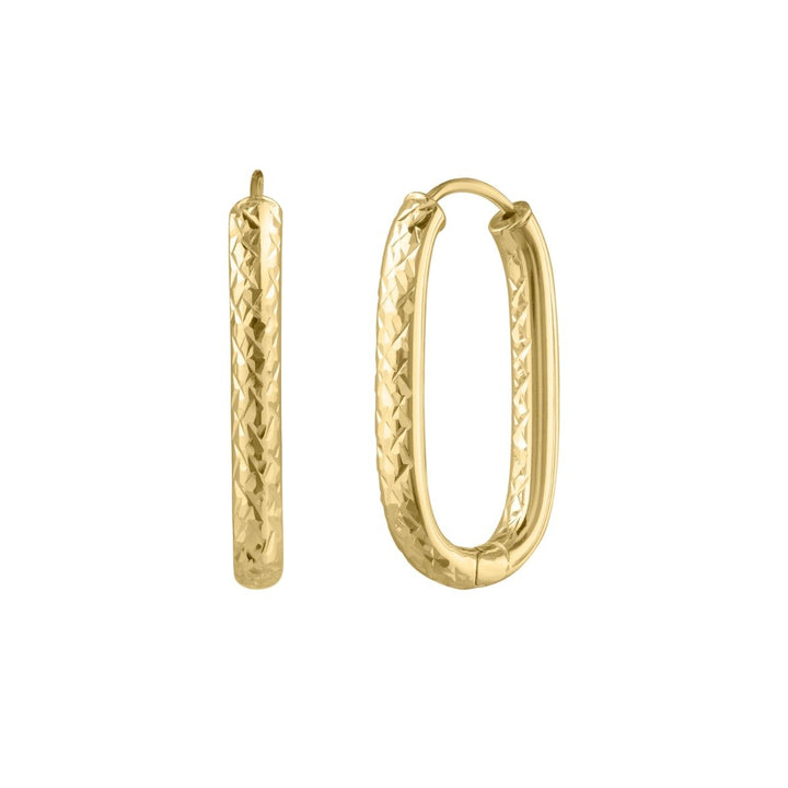 14K Endless Engraved Paperclip Hoops, view 2
