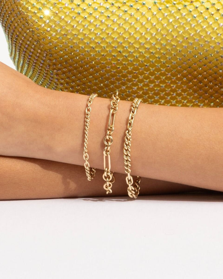 14K Fashion Figaro Link Bracelet, view 3