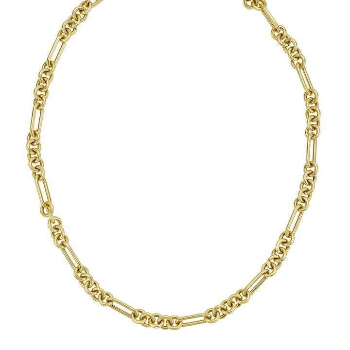 14K Fashion Figaro Link Necklace, front view