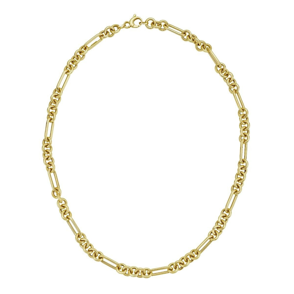 14K Fashion Figaro Link Necklace, view 2