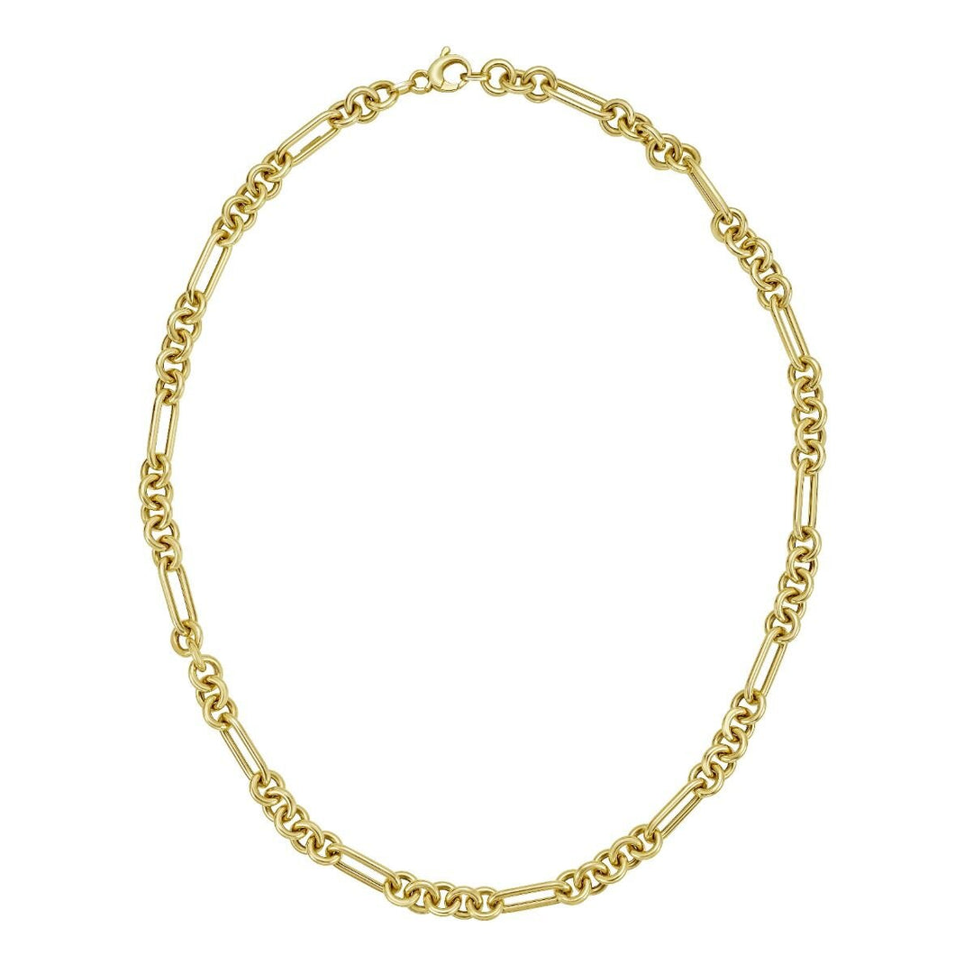 14K Fashion Figaro Link Necklace, view 2