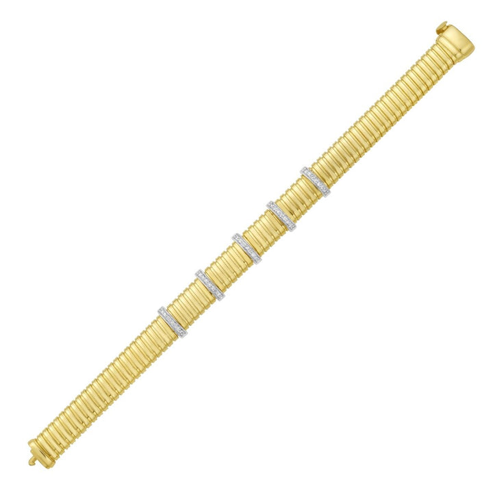 14K Five Station Diamond Tubogas Bracelet, view 2