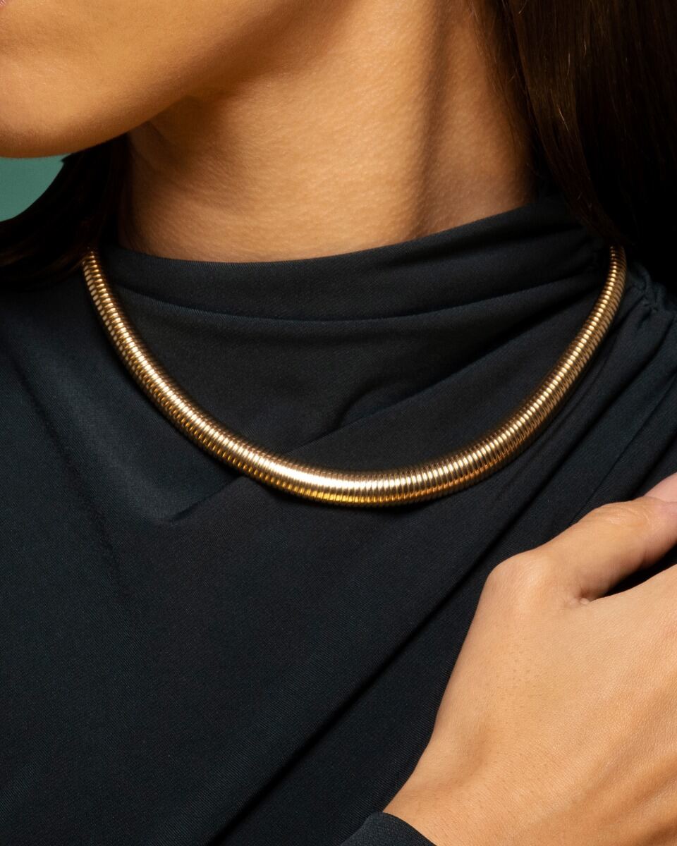 14K Graduated Tubogas Necklace, view 3