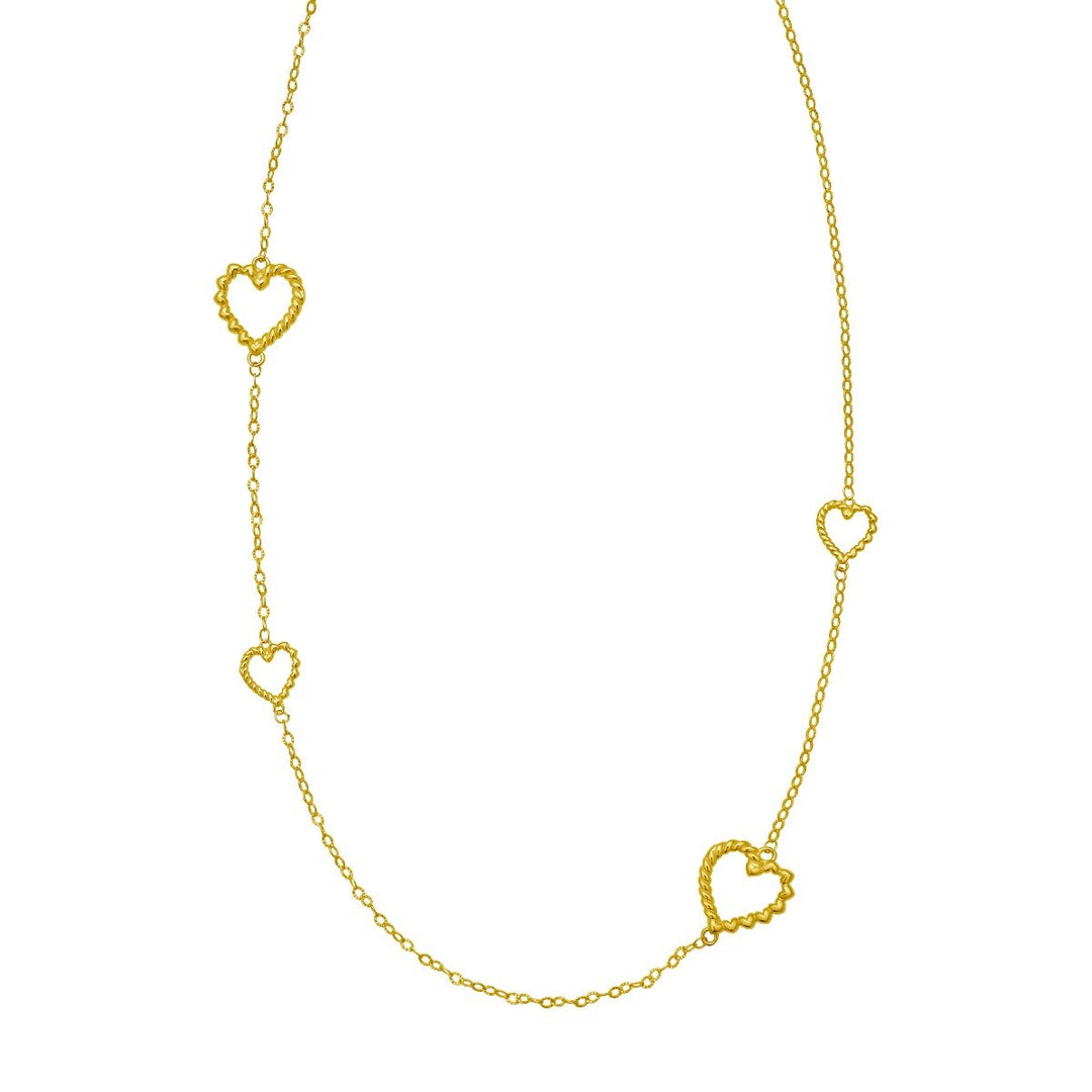 14K Heart Cable Necklace, front view