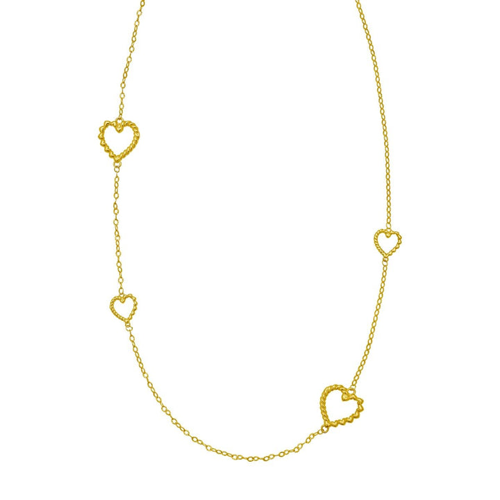 14K Heart Cable Necklace, front view