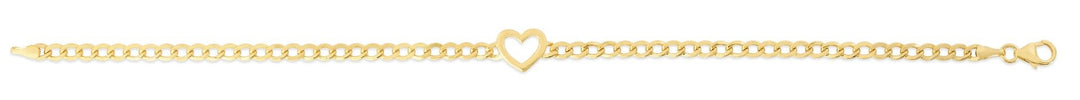14K Heart Curb Bracelet, view 2