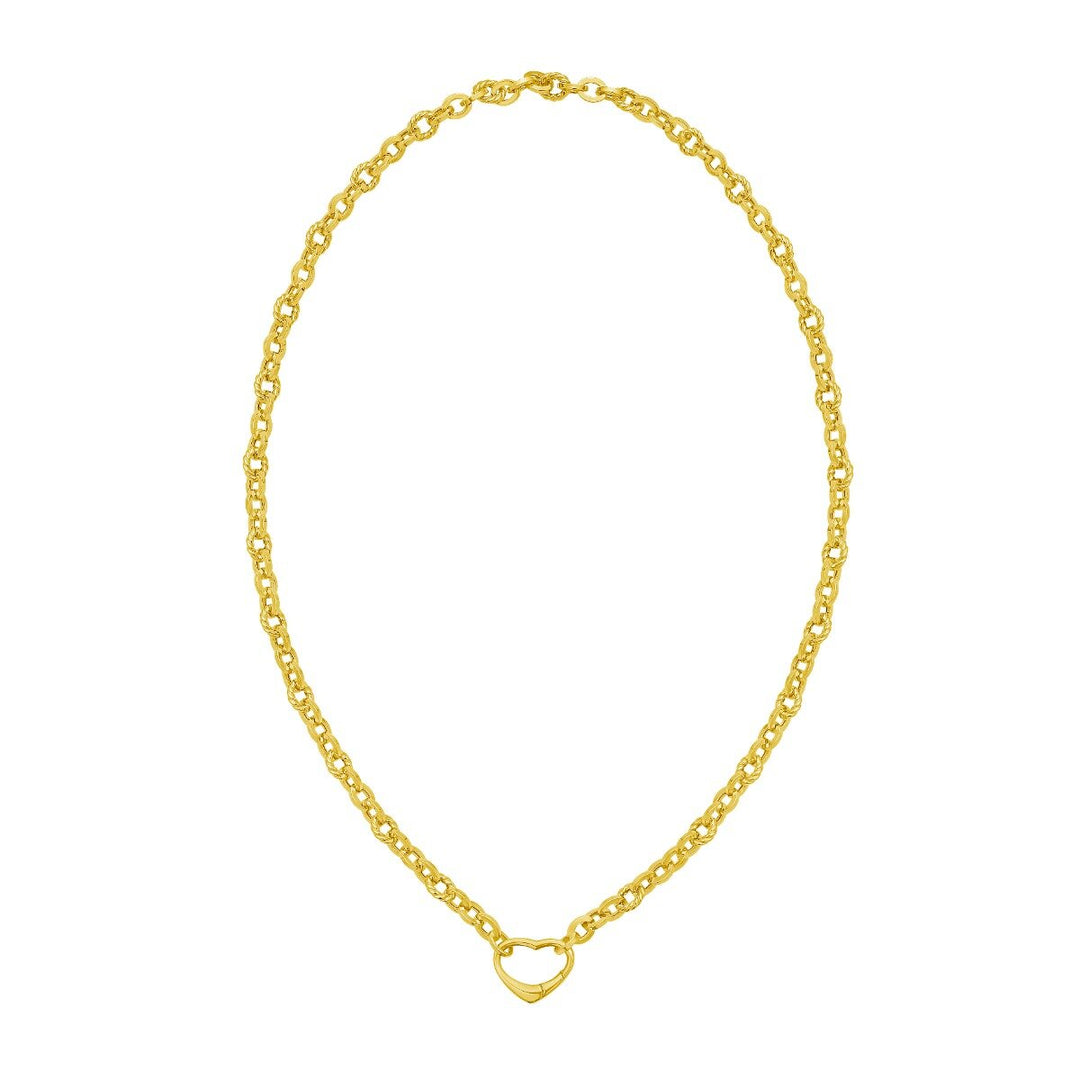 14K Heart Lock Charm Necklace, view 2
