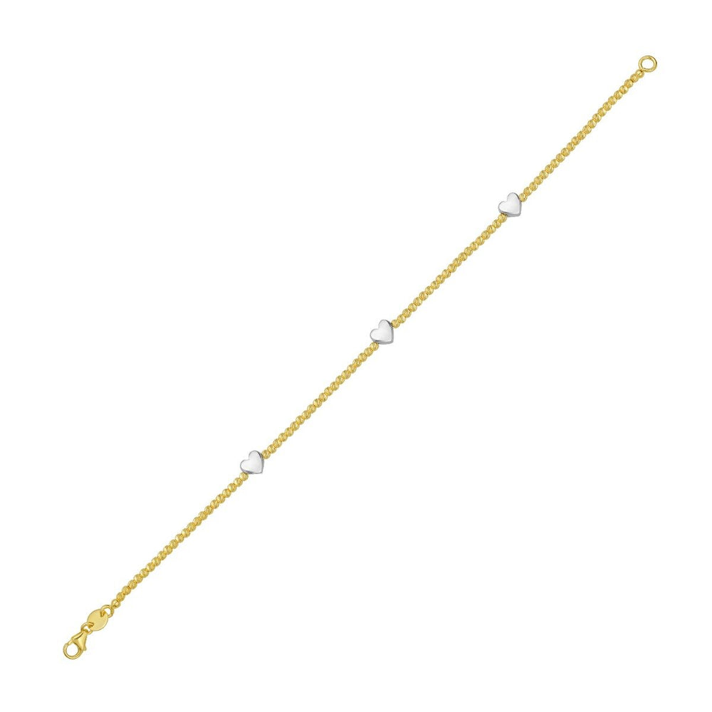 14K Heart Station Bead Bracelet, view 2