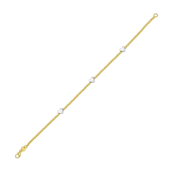 14K Heart Station Bead Bracelet, view 2