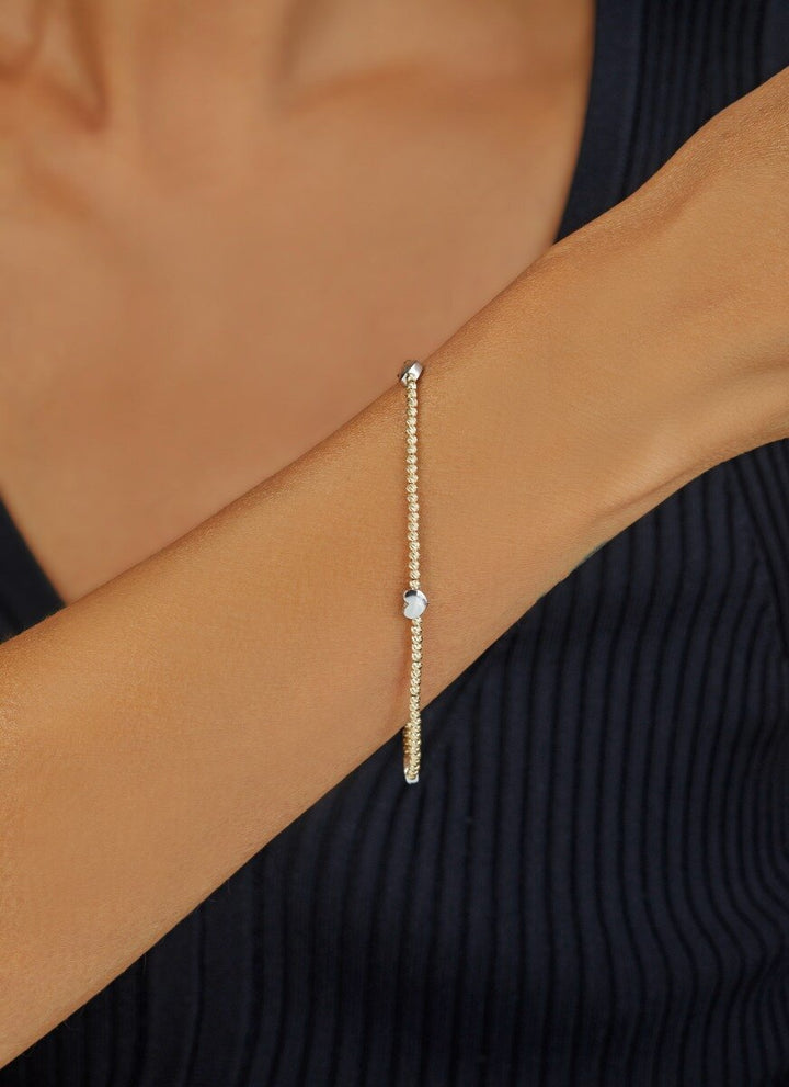 14K Heart Station Bead Bracelet, view 3