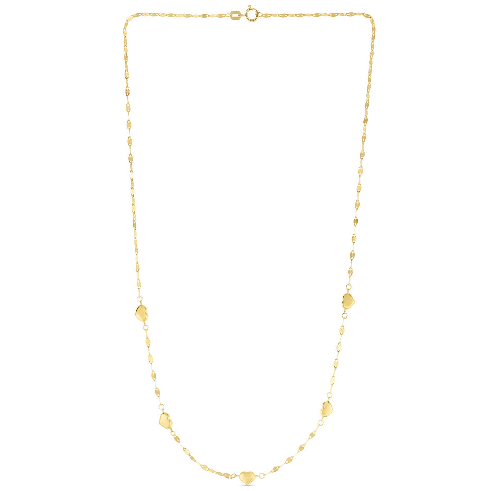 14K Heart Station Necklace, view 2
