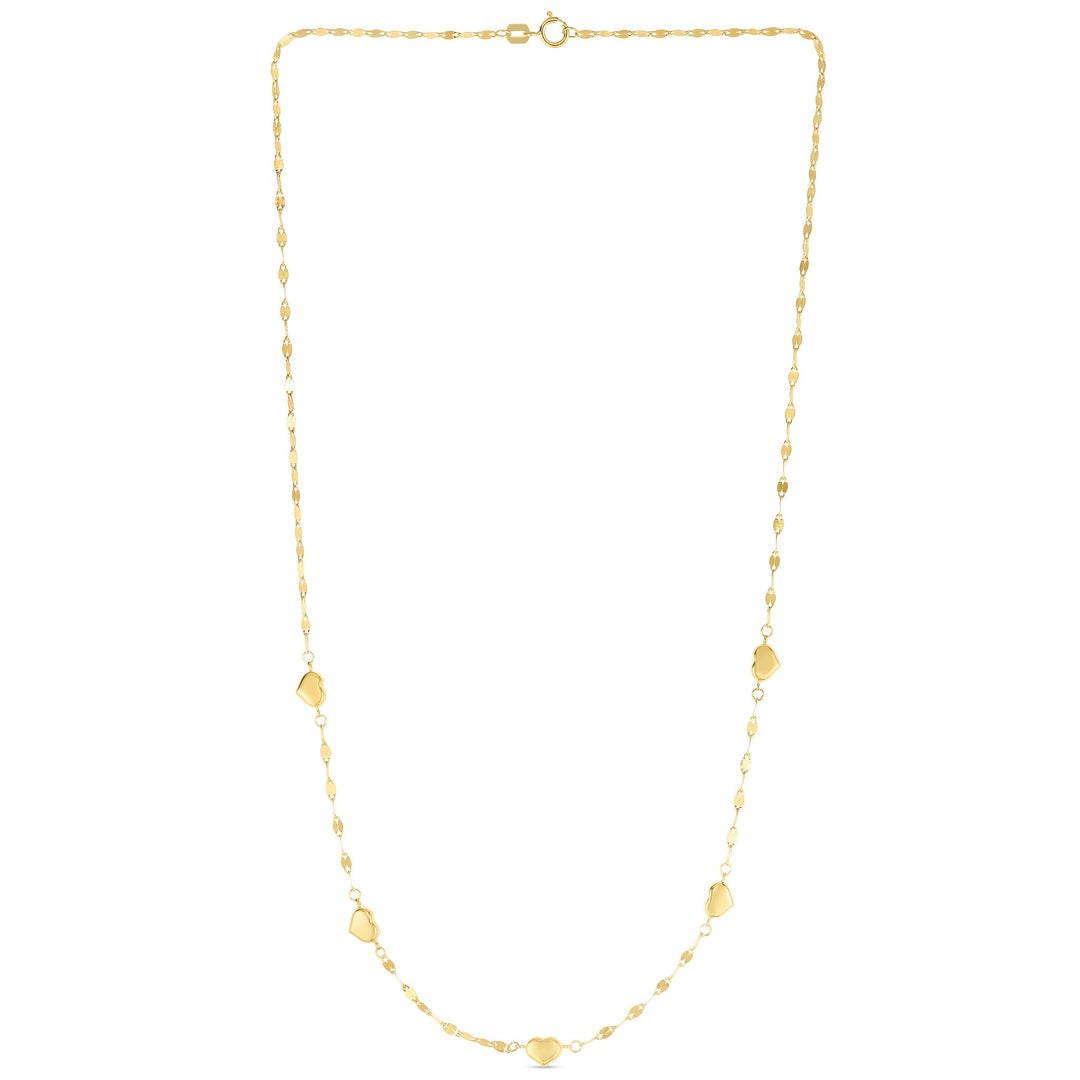 14K Heart Station Necklace, view 2