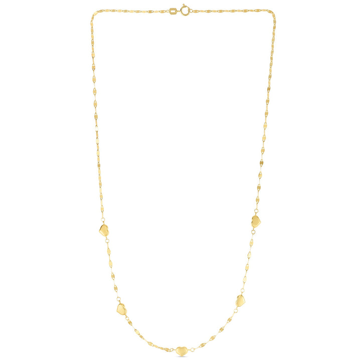 14K Heart Station Necklace, view 2
