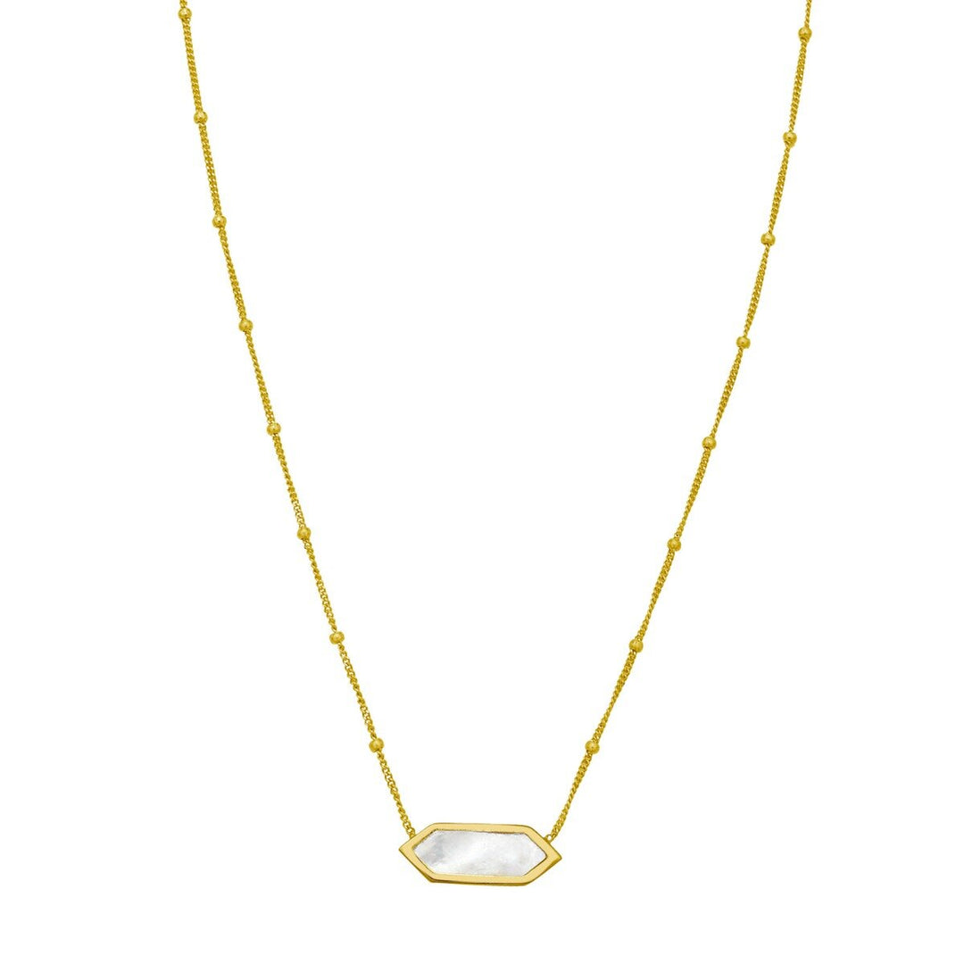 14K Hexagon Mother of Pearl Necklace, front view