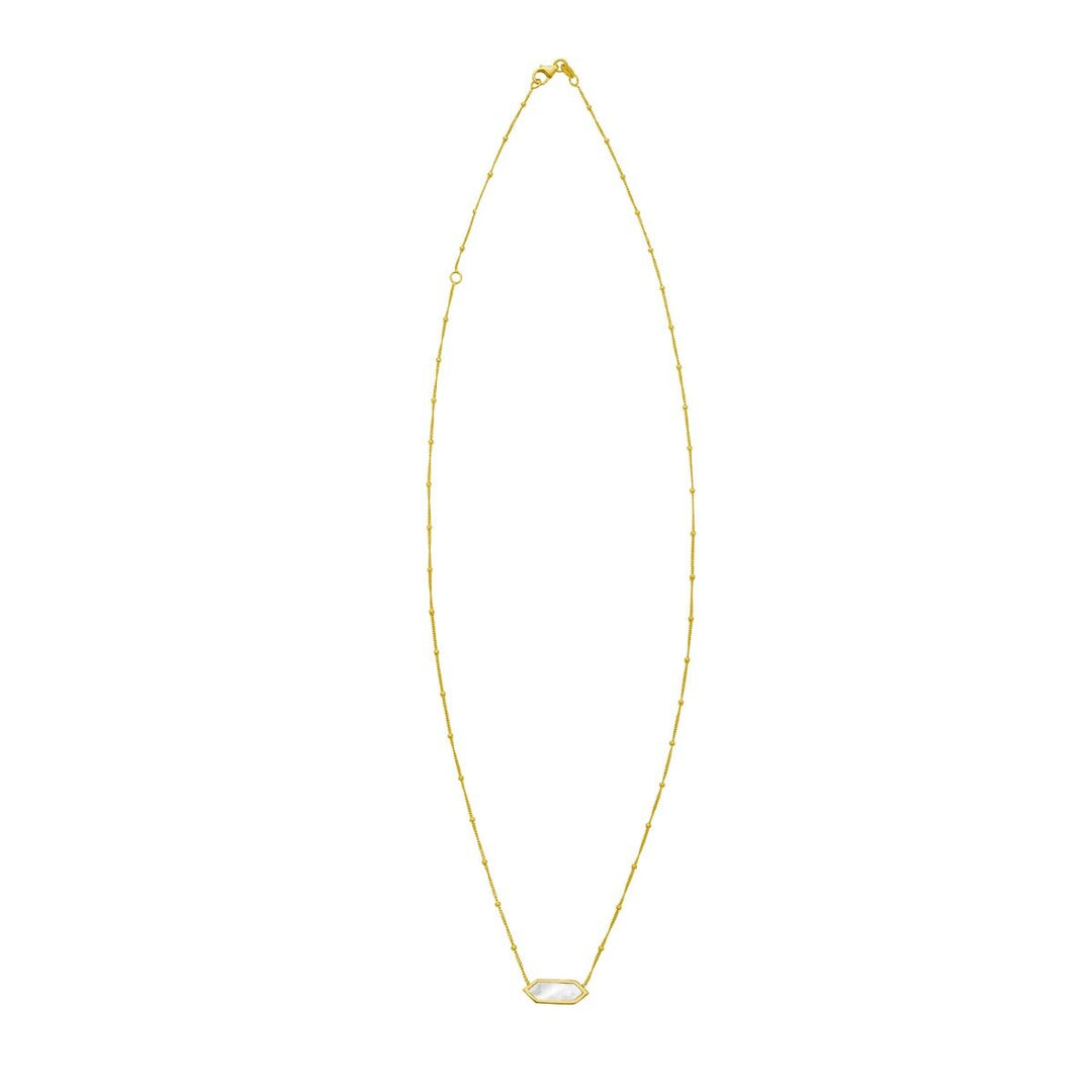 14K Hexagon Mother of Pearl Necklace, view 3