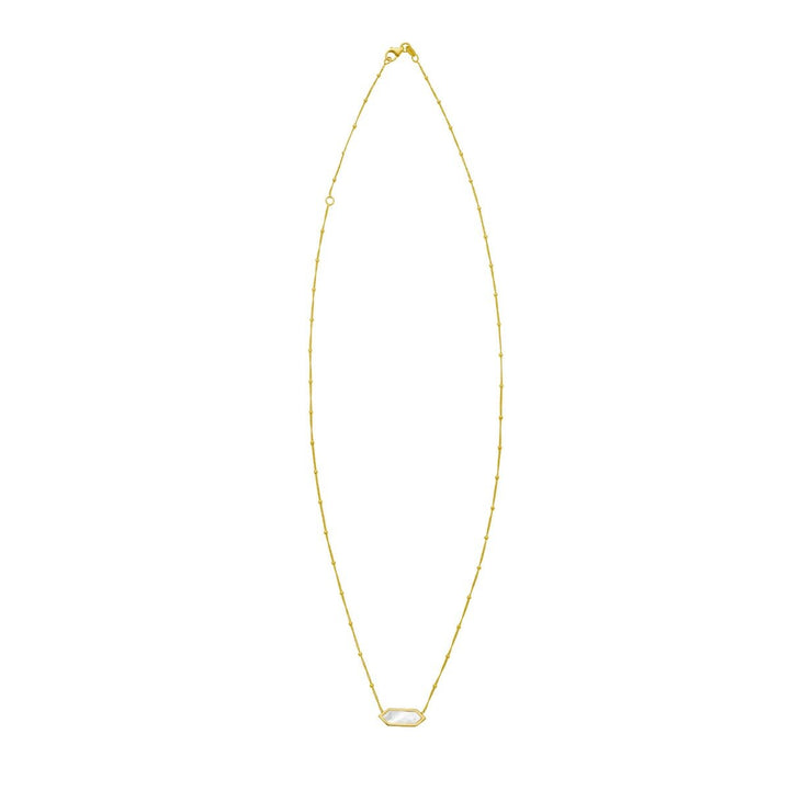 14K Hexagon Mother of Pearl Necklace, view 3