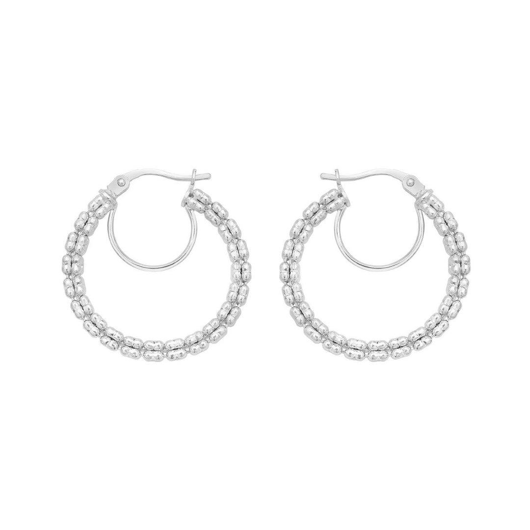 14K Ice Chain Round Hoops, front view