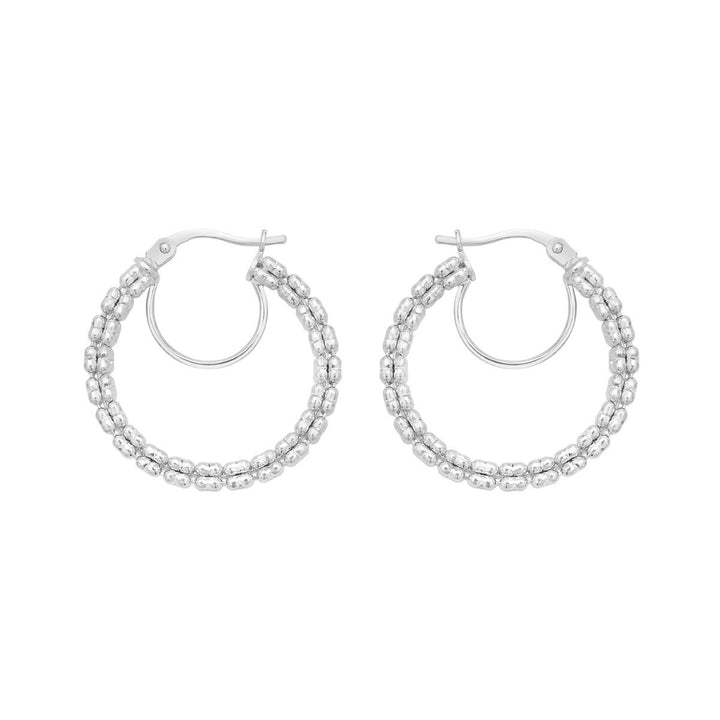 14K Ice Chain Round Hoops, front view