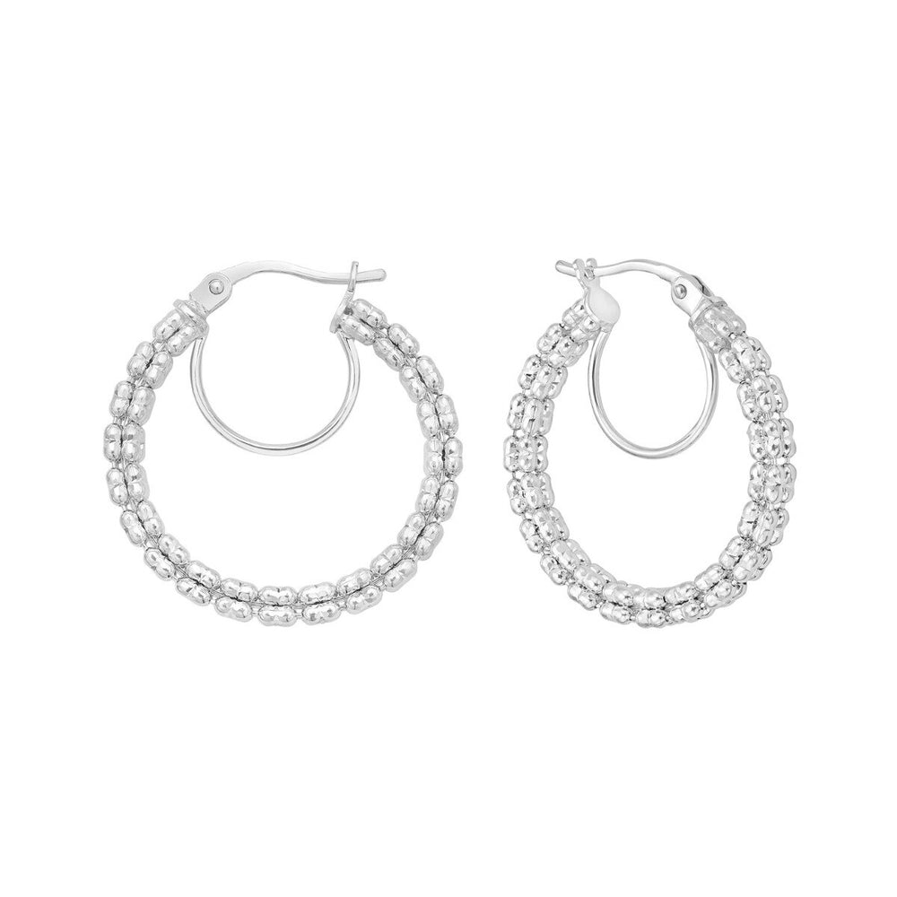 14K Ice Chain Round Hoops, view 2