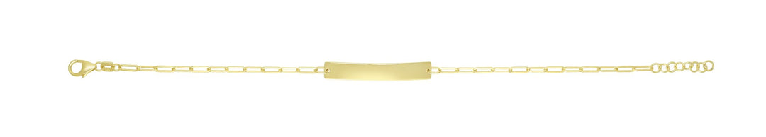14K ID Bar Paperclip Bracelet, front view